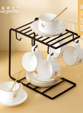 BLUE GENTRY 美式拿铁咖啡杯碟套装骨瓷商用办公杯子陶瓷约160ML