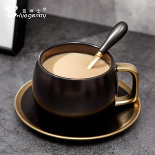 大容量水杯260ml 马克杯子创意杯碟套装 BLUE GENTRY陶瓷咖啡杯时尚
