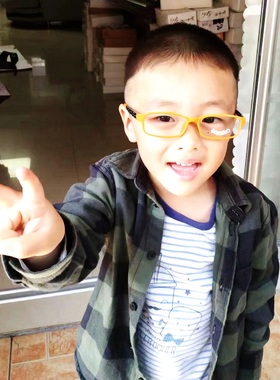 小孩子男女儿童学生超轻TR90黄色眼镜框架配近视防蓝光辐射眼睛片