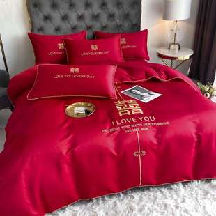 被单 风格 通用中式 床上用品婚嫁系列红色四件套结婚用高级女方四季