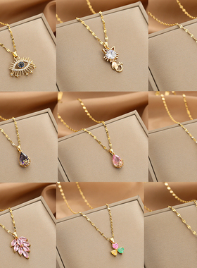 Stainless Steel Necklace for Women Zircon Jewelry Pendant