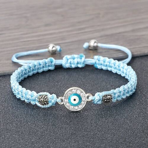 Women Crystal Blue Evil Eye Braided Bracelet Turkish