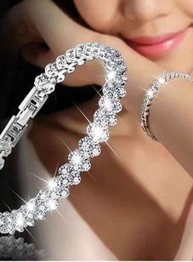 Luxury Roman Crystal Bracelet For Women Fashion Heart Chain