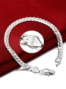 Nice 925 Sterling Silver 6mm Side Chain Bracelets For Woman