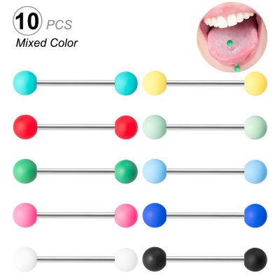 10PCS Colorful Acrylic Ball Tongue Piercing Stainless Steel