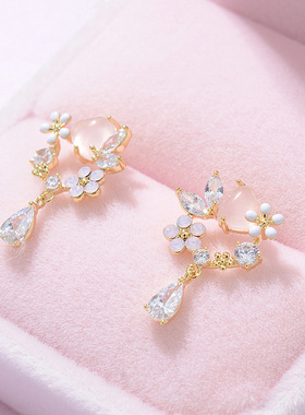 Delicate Zircon Butterfly Stud Earrings For Women Korean
