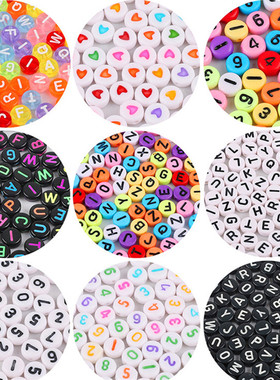 100pcs 6mm Mixed Square Alphabet Letter Beads Charms Bracel