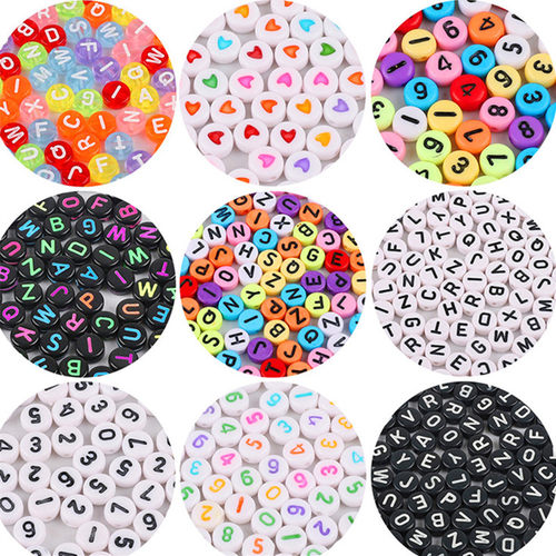 100pcs 6mm Mixed Square Alphabet Letter Beads Charms Bracel