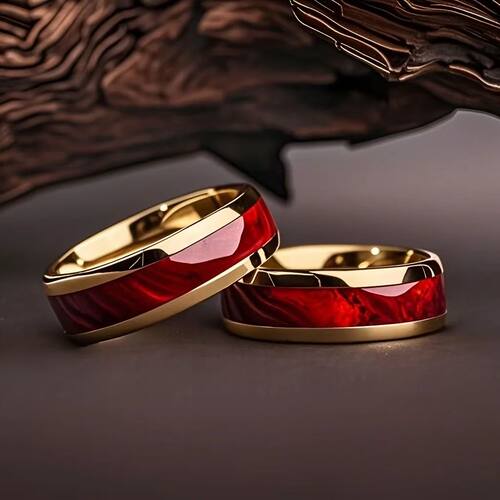 8MM Fashion Men Women Red Stainless Steel Rings Unique