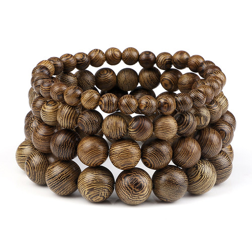 6/8/10/12mm Men Vintage Bracelet Original Wooden Beads
