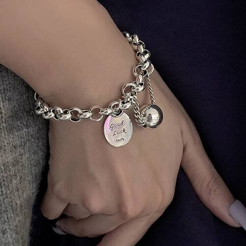 Thick Chain Bracelets for Women Fashion Pearl Heart Charm