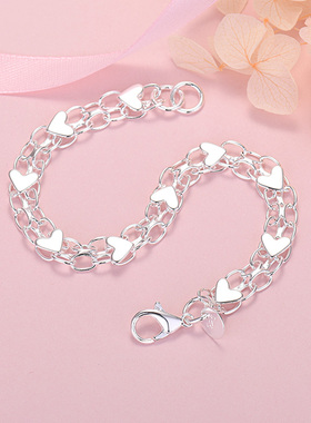 New luxury 925 Sterling Silver classic heart bracelets for
