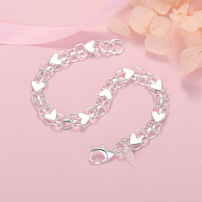New luxury 925 Sterling Silver classic heart bracelets for