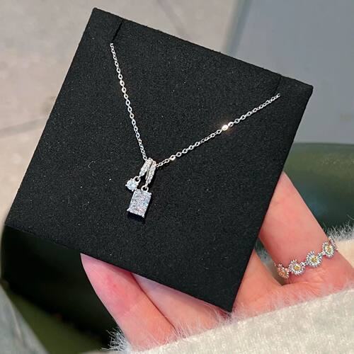 New Sterling Silver Geometric Shape Necklace Personality Cha