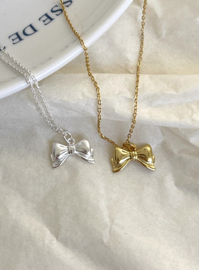 Sterling Bow Knot Design Necklace for Women Romantic