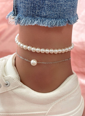 Fashion Pearl Anklet Women Ankle Bracelet Beach Imitation