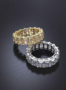 Luxury Eternity Promise ring White Gold Filled Princess cut