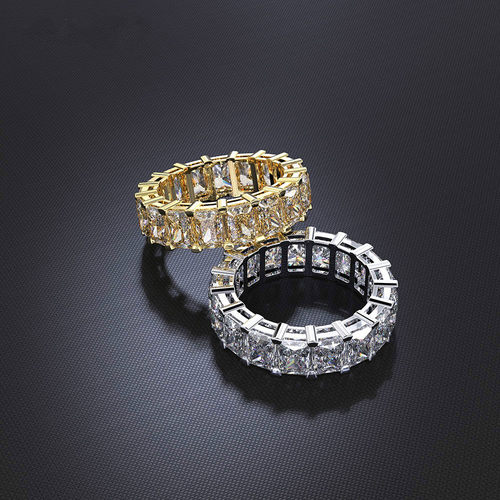Luxury Eternity Promise ring White Gold Filled Princess cut