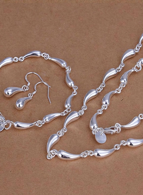 New 925 Sterling silver elegant water drop chain necklaces