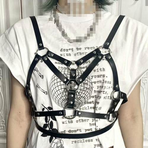 Leather Harness Underwear Set Goth Garter Belts Women Straps
