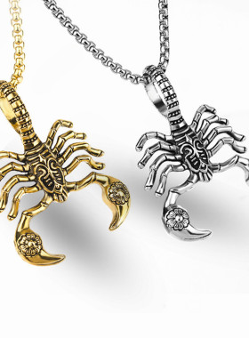 HNSP Goth Scorpion King Chain Pendant Necklace For Men Male