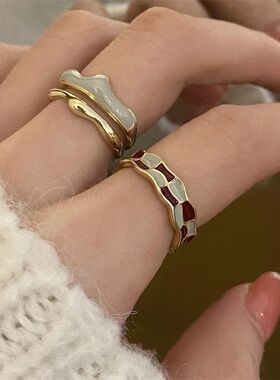 Retro Enamel Irregular Gold Color Open Rings for Women New