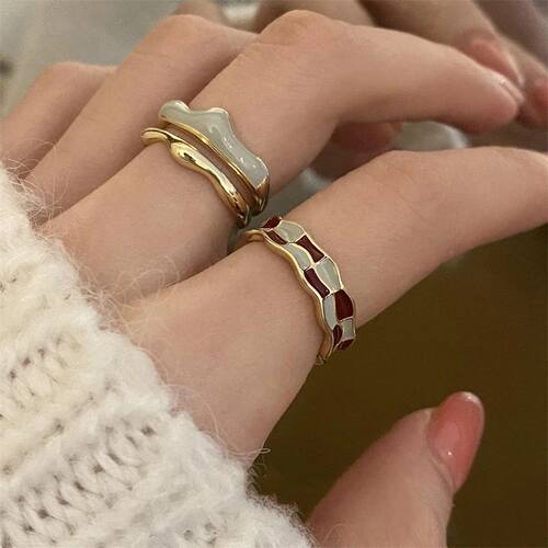 Retro Enamel Irregular Gold Color Open Rings for Women New