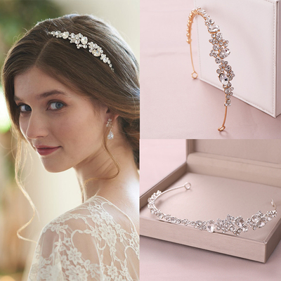 Trendy Wedding Headband Gold Baroque Rhinestone Crystal