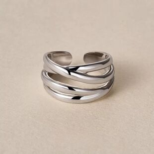 Sterling Silver Geometric Line Rings For Women Men Multi-Lay