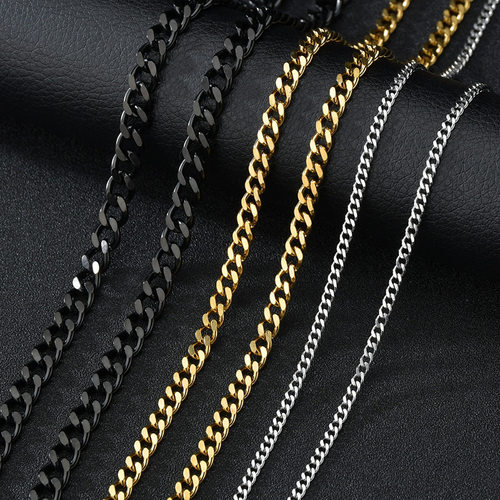 Cuban Link Chain Necklace For Men Woman Basic Stainless