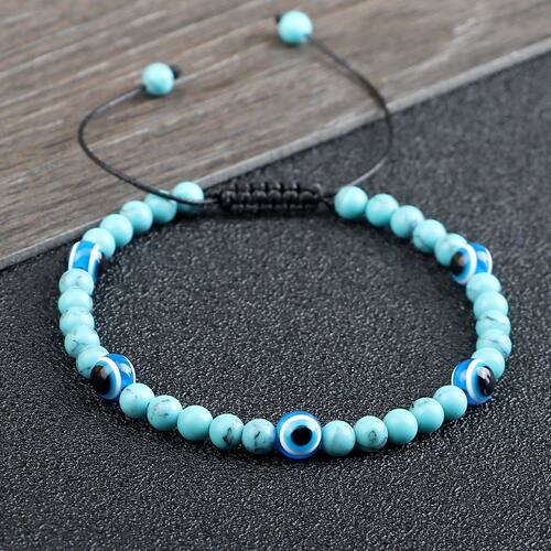 4MM Evil Eye Natural Stone Beaded Bracelet Turkish Lava