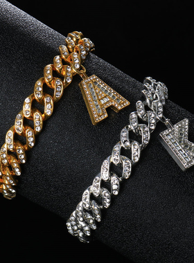 Hip Hop A-Z Initial Bracelet Charm Jewelry Hand Men's