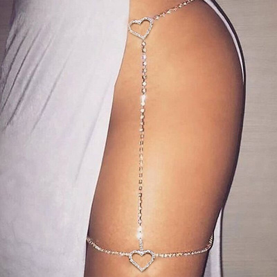 Stonefans Sexy Rhinestone Heart Leg Thigh Chain Jewelry for