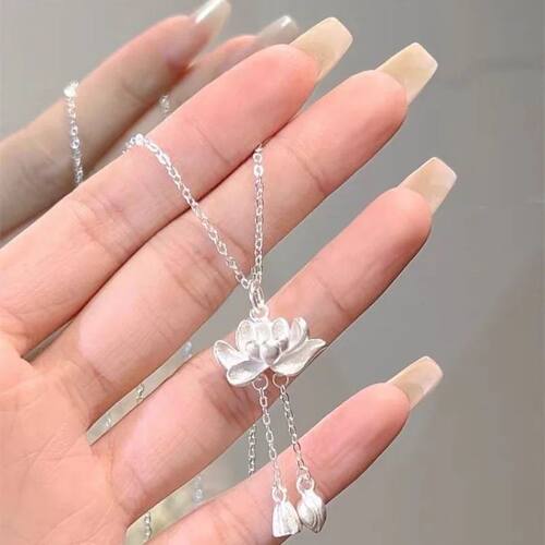 Lotus Tassel Necklaces for women Girl NEW Good Luck Lotus