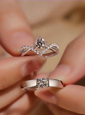 2Pcs/Set Silver Color Zircon Heart Couple Rings for Women