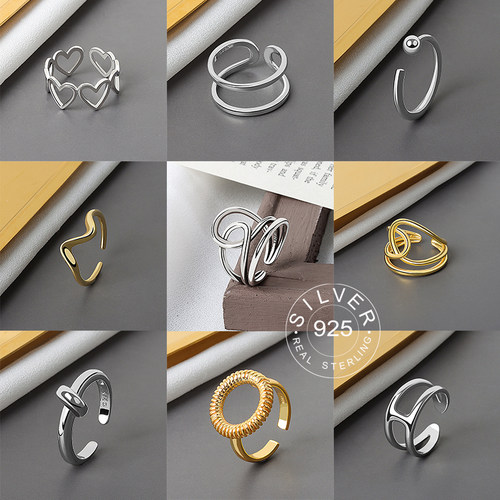 New Sterling Silver Smooth Rings For Women interweave Jewel