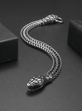 Zodiac Double Headed Snake Bracelet Men Stainless Steel