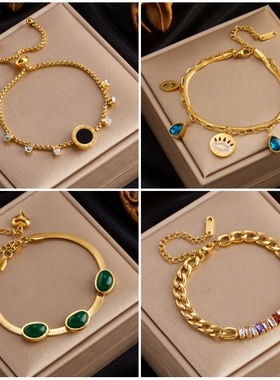 DIEYURO 316L Stainless Steel Gold Color Charm Bangle