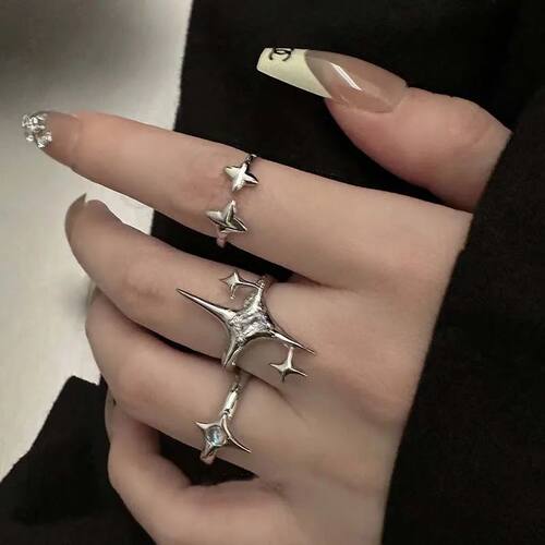 Irregular Cross Star Open Ring for Women Men Punk Gothic