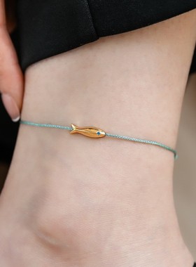 Gold Color Fish Blue Anklet for Women Girl Fashion Lucky