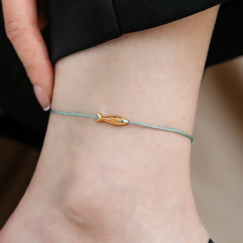 Gold Color Fish Blue Anklet for Women Girl Fashion Lucky