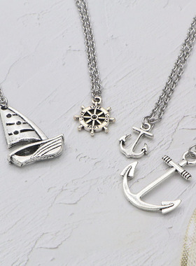 New Jewelry Rudder Anchor Pendant Couple Necklace Vintage