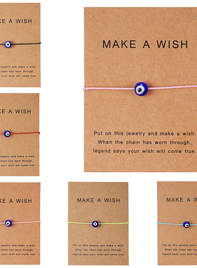 Rinhoo Make a Wish Blue Evil Eye Woven Paper Card Bracelet