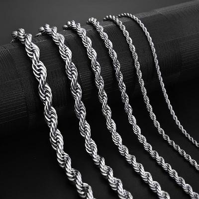 Jiayiqi 2mm-7mm Rope Chain Necklace Stainless Steel Never