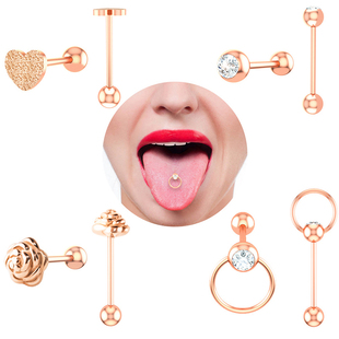 2024 New 2-4pcs Tongue Ring Flower Stud Barbell Piercing Bar