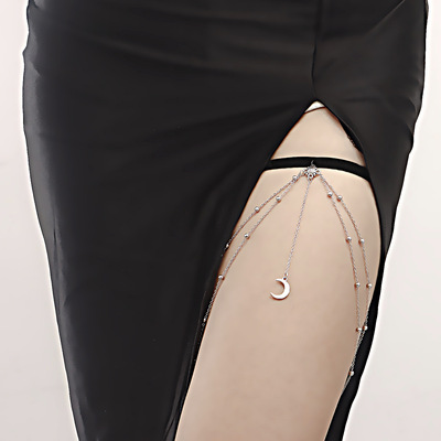 Luxury Sexy Party Moon Pendant Thigh Garters Leg Chain Gold