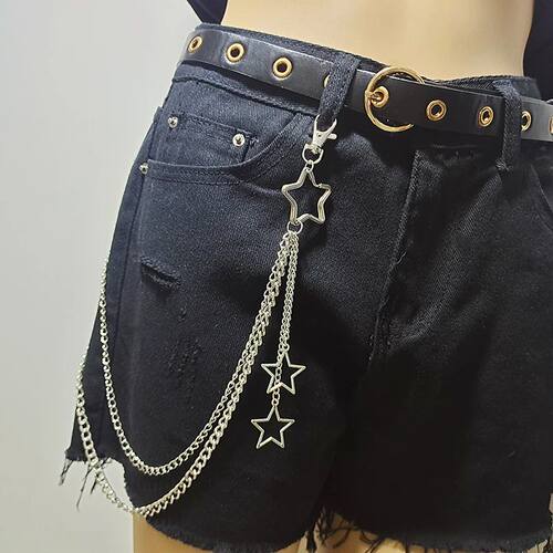 Punk Steet Keychains Chain Women Men Moon Star Rivets Skull