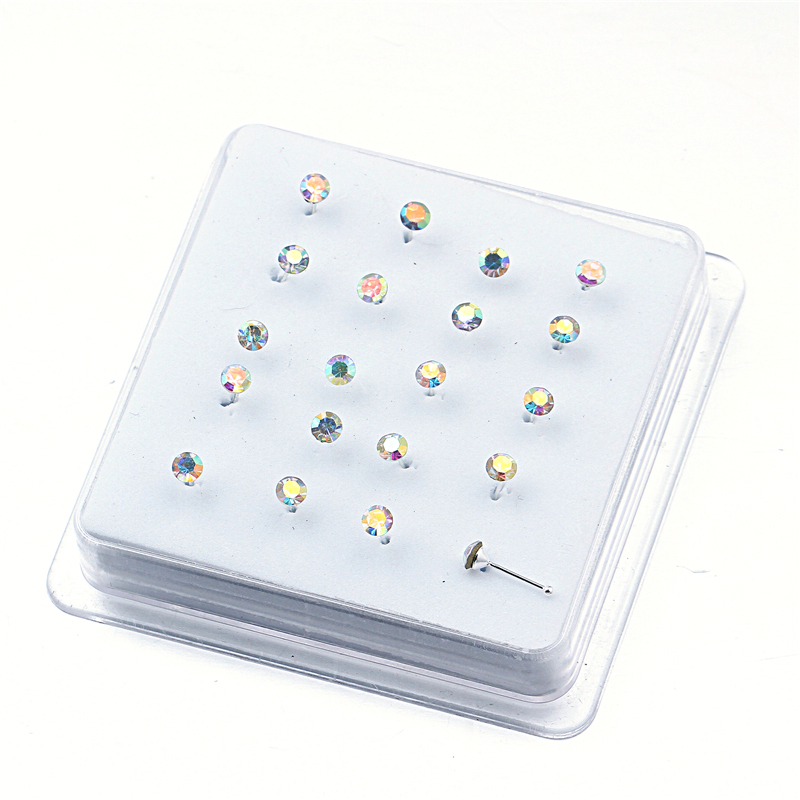 1set 20 Pcs 925 Silver Ball Pin Nose Stud With 3MM