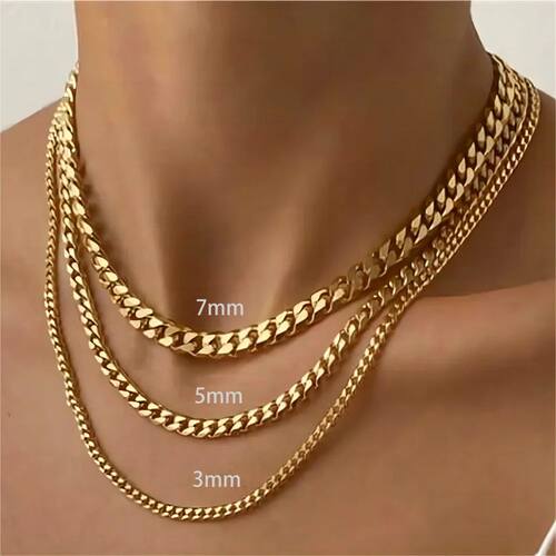 3/5/7mm Stainless Steel Punk Cuban Chains Necklace for Men