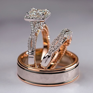Huitan Gorgeous 3Pcs/Set Women Wedding Rings Mosaic AAA CZ